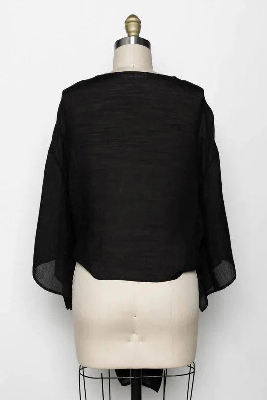 BLOSSOM KIMONO ROBE IN BLACK