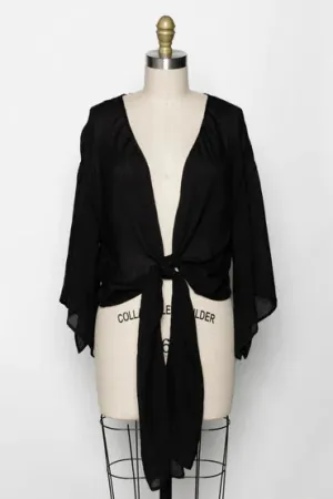 BLOSSOM KIMONO ROBE IN BLACK