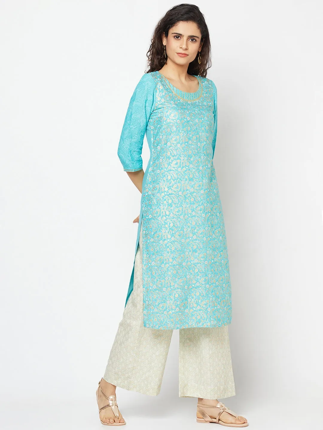 Blue Festive kurta and Palazzo Set