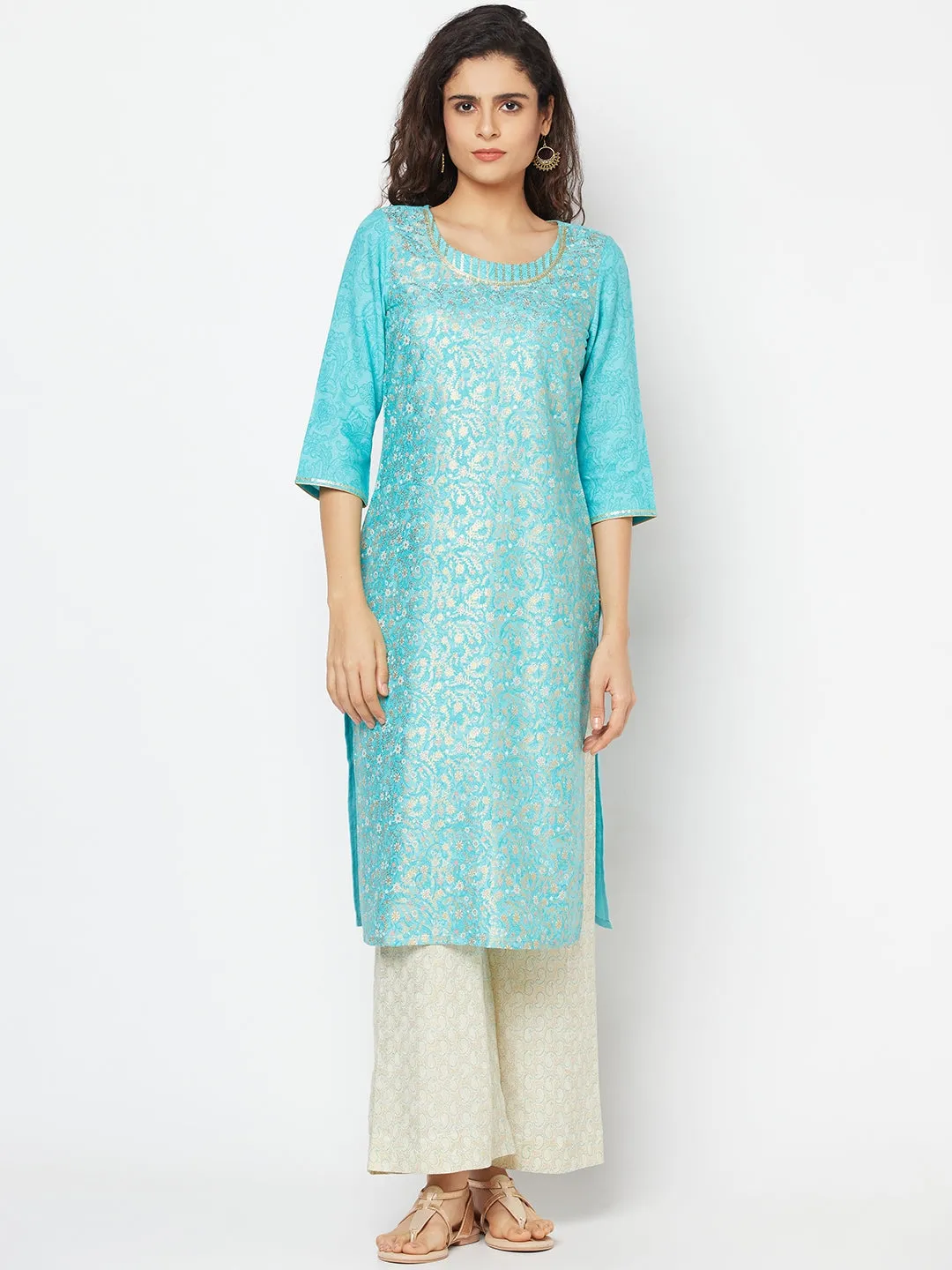 Blue Festive kurta and Palazzo Set