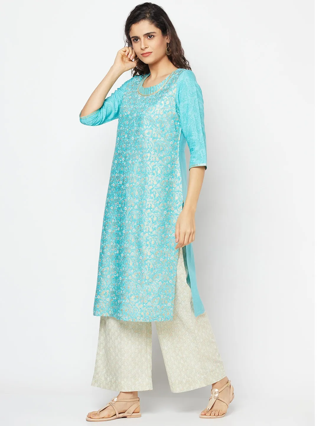 Blue Festive kurta and Palazzo Set
