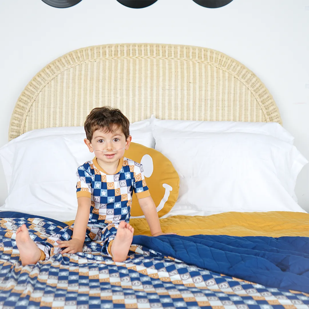 Blue Happy Daze Short Sleeve Pajama Set- FINAL SALE