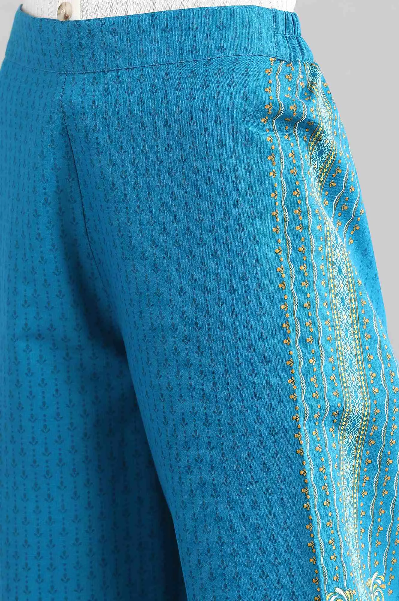 Blue Printed Flared Palazzo