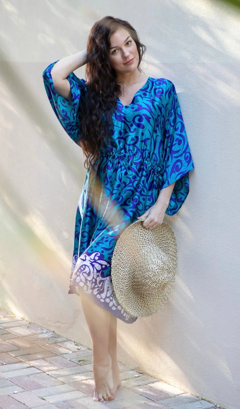 Blue silky kaftan