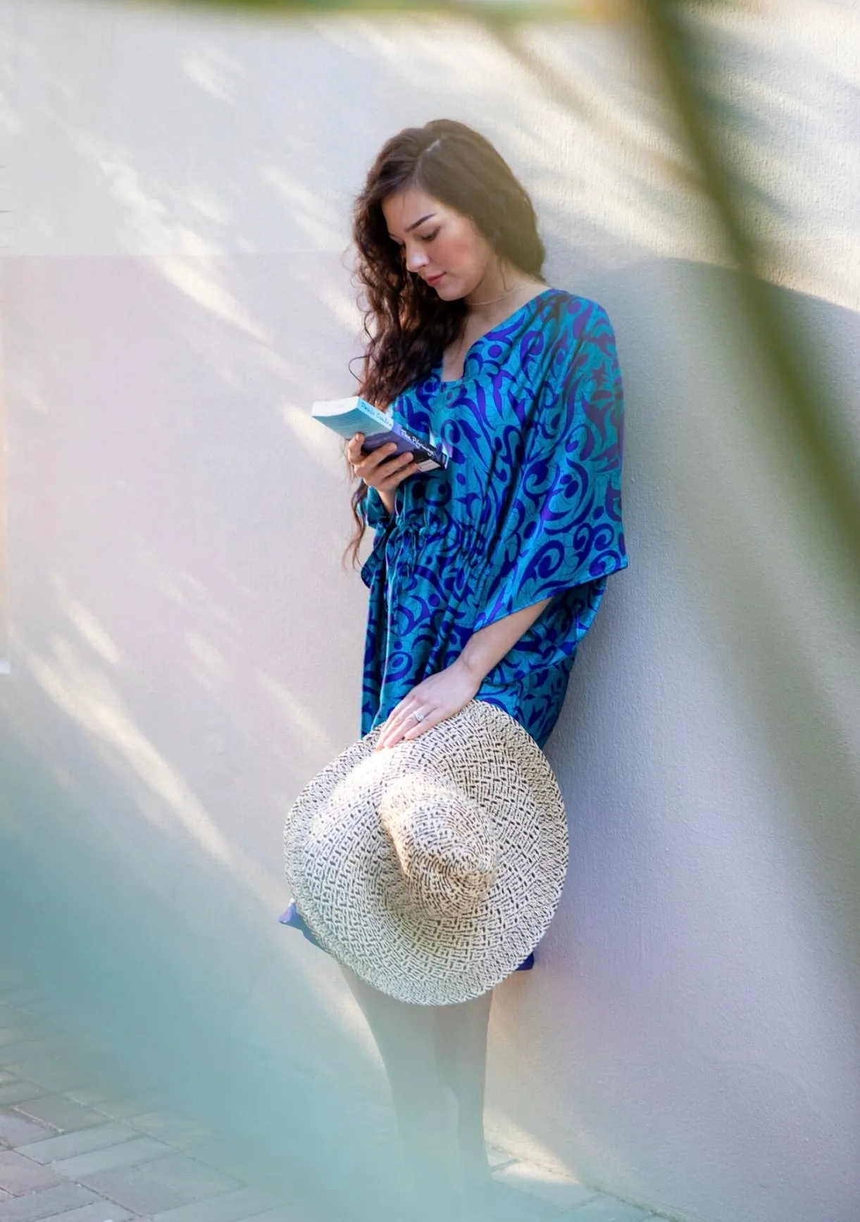 Blue silky kaftan