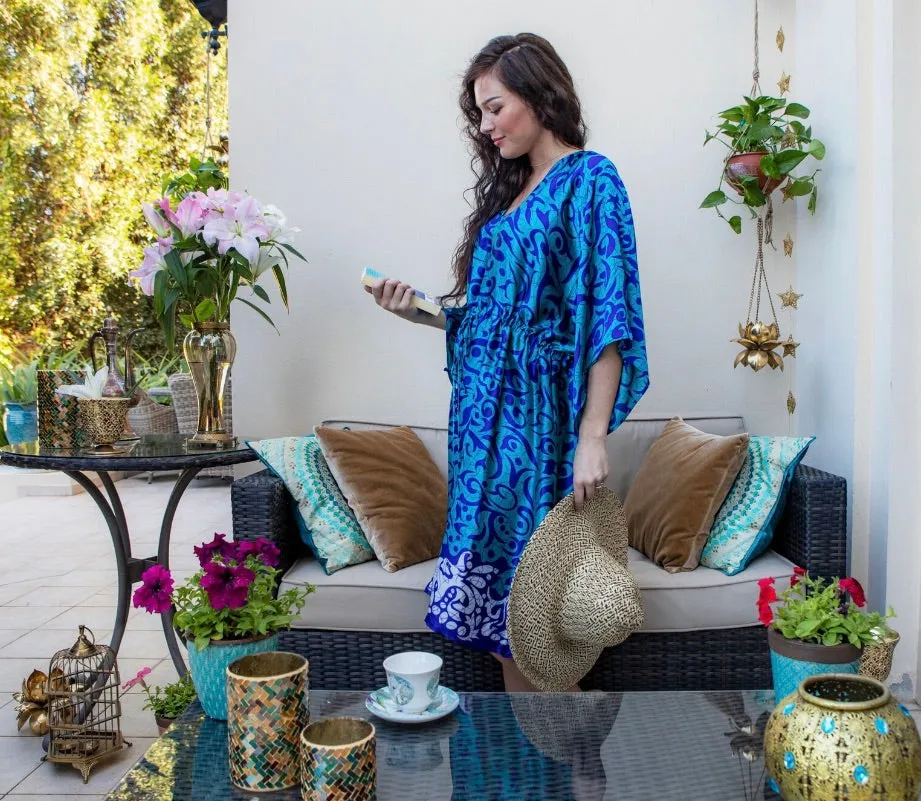 Blue silky kaftan