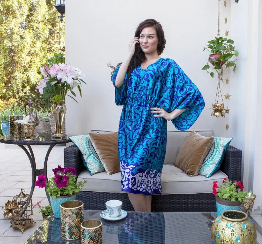 Blue silky kaftan