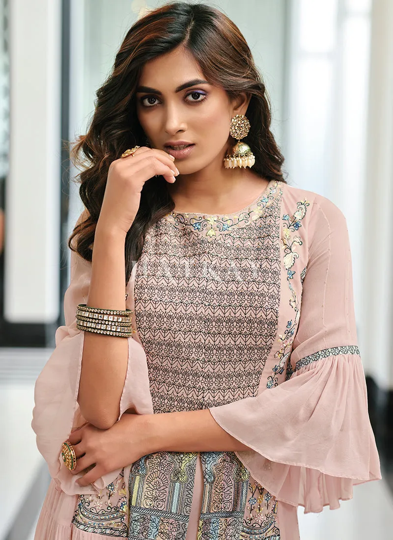 Blush Pink Embroidered Gharara Suit