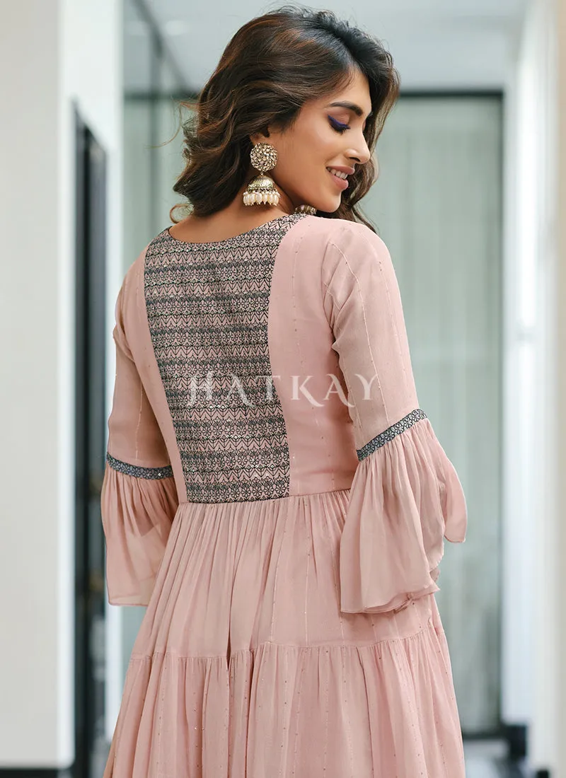 Blush Pink Embroidered Gharara Suit