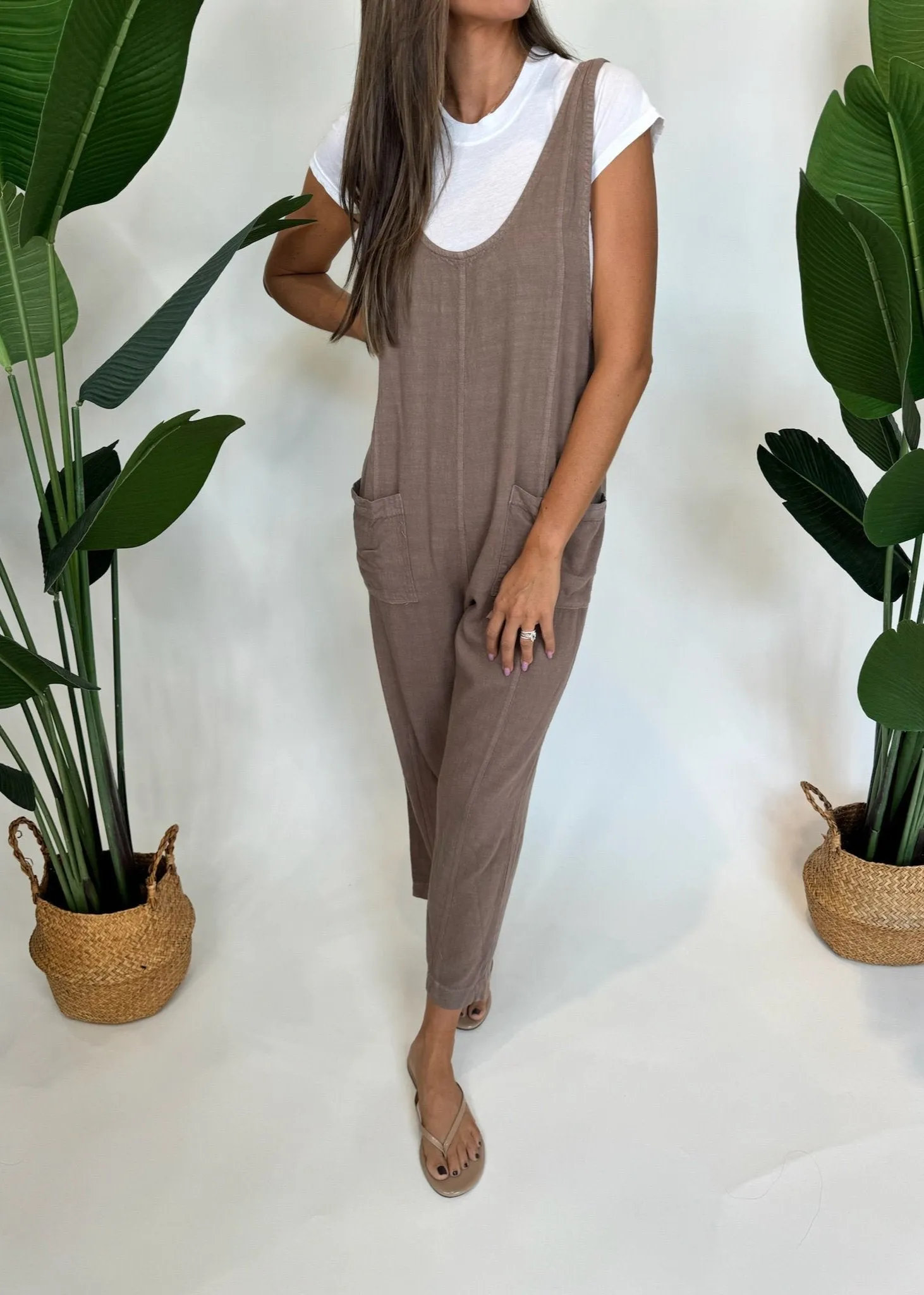 Bobi Low Neck Overall With Pockets