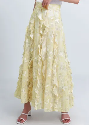 Bohemian Yellow Ruffled Original Design Chiffon Skirt Summer
