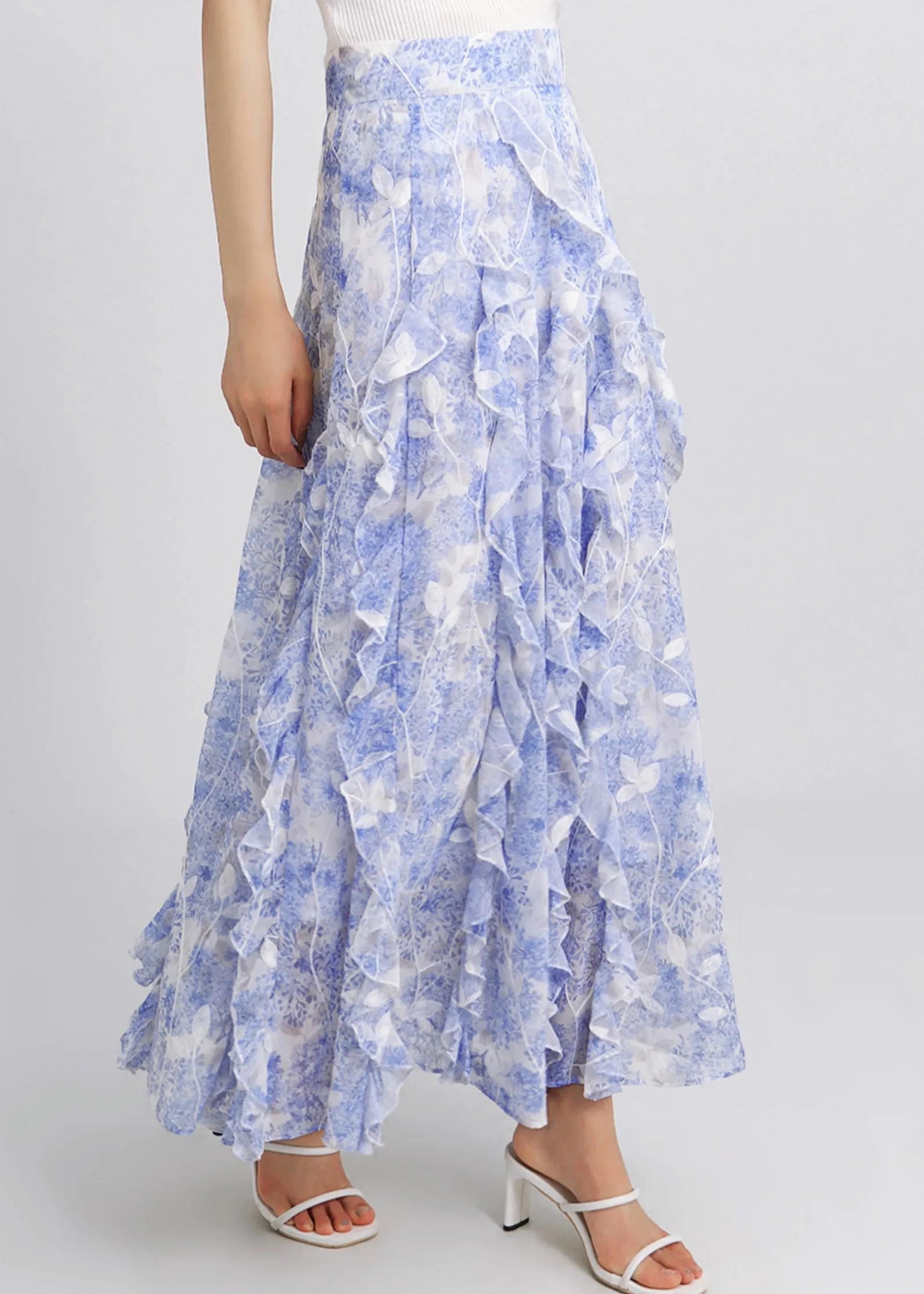 Bohemian Yellow Ruffled Original Design Chiffon Skirt Summer
