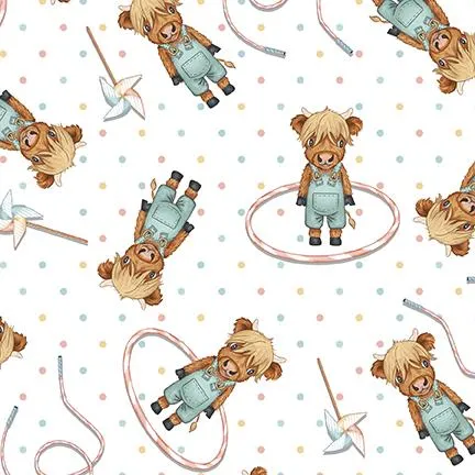 Boho Buddies by Henry Glass Fabrics STEERS/WHITE