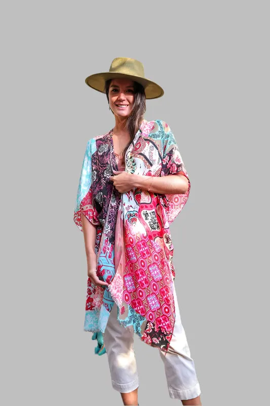 Boho Floral Patchwork Kimono