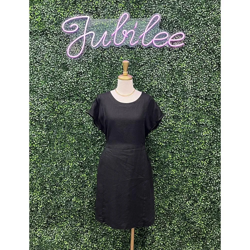 Bonet Black Linen Cinched Dress