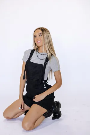 Bowie Black Denim Shortalls