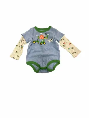 Boys Child Size 9-12 Months John Deere Blue Rompers
