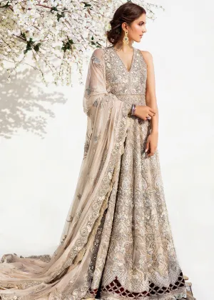 Bridal Long Maxi with Lehnga in Silver Color #Y6052