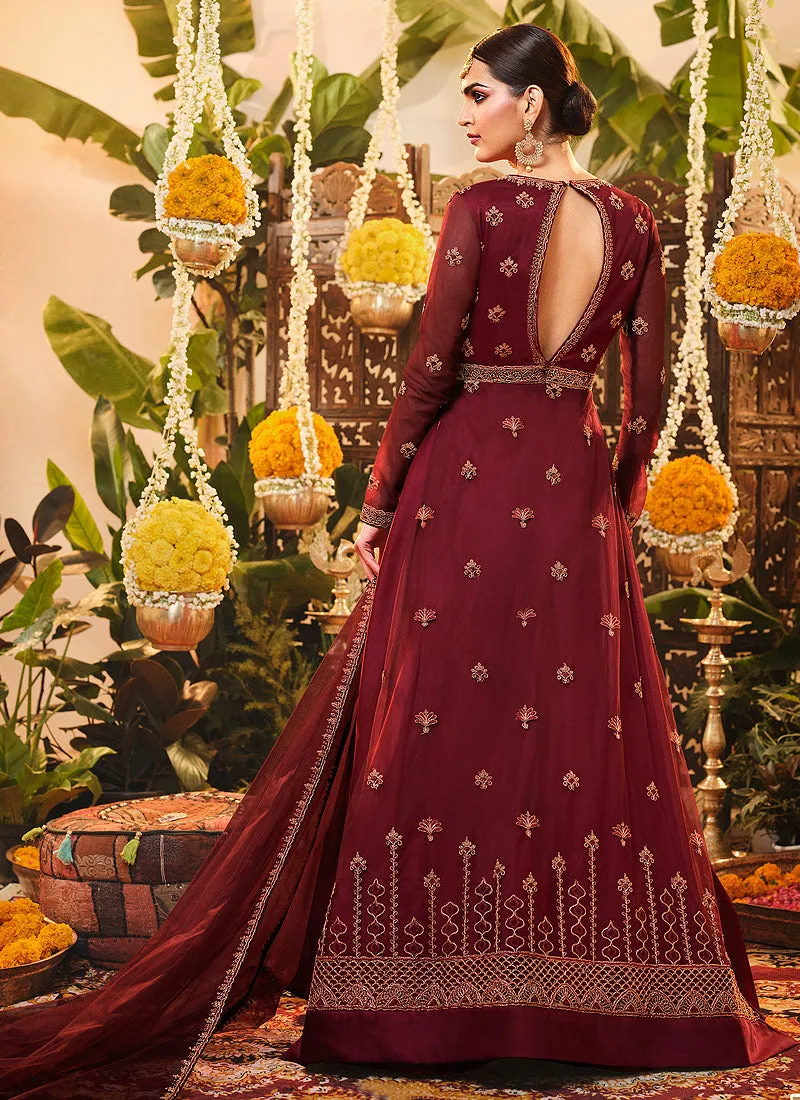 Bridal Red Embroidered Wedding Anarkali Suit