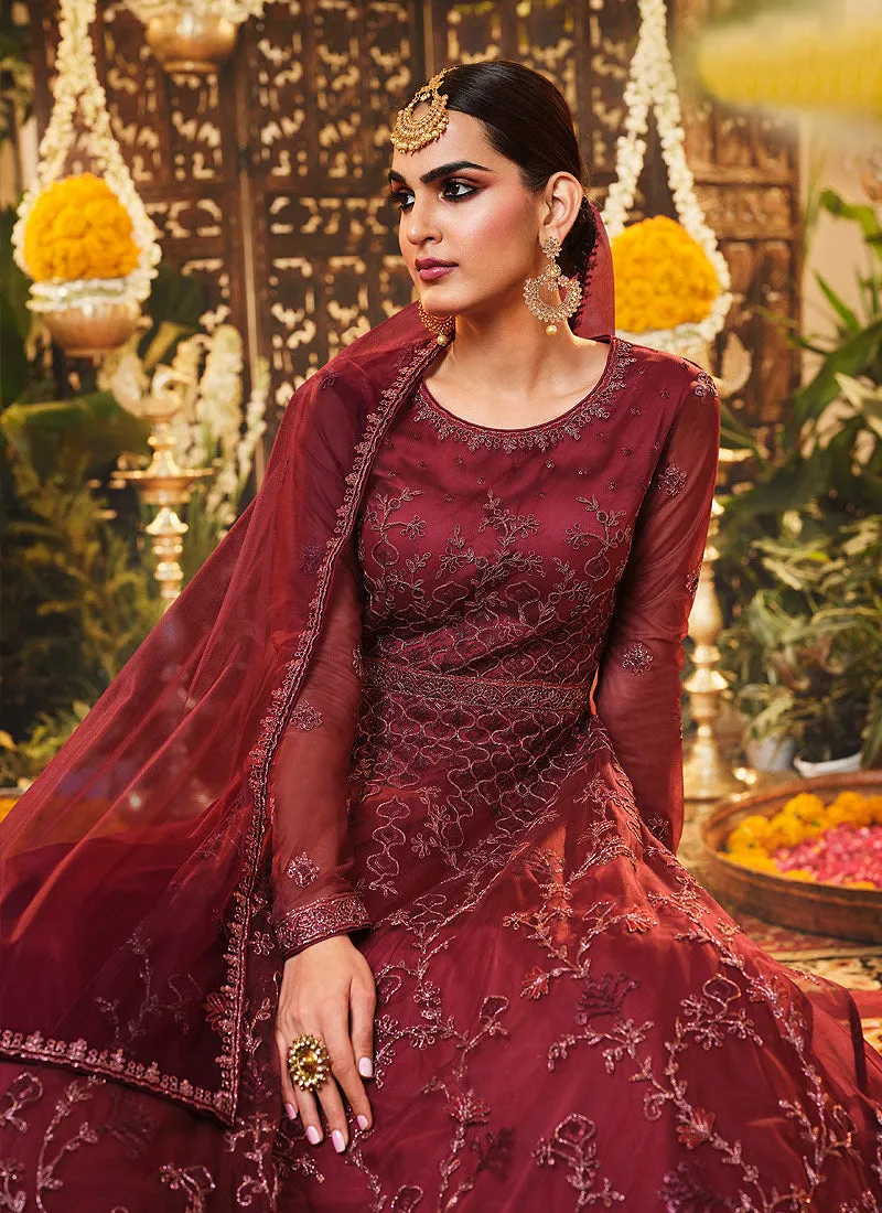 Bridal Red Embroidered Wedding Anarkali Suit