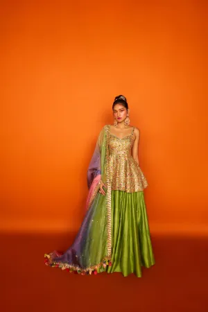 Bright green peplum set