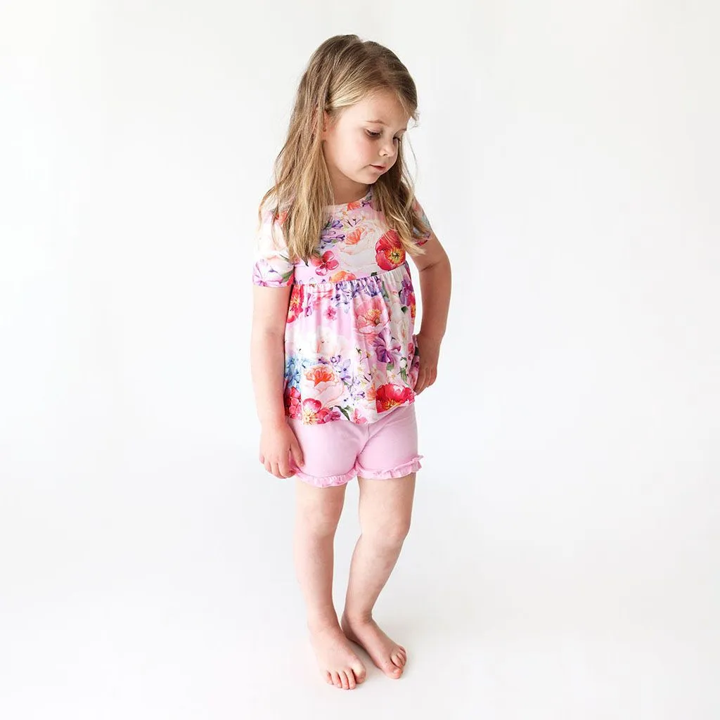 Brisa Short Sleeve Peplum Top & Ruffled Short