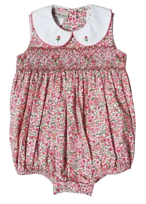 Brooke Spring floral hand smocked baby girl bubble