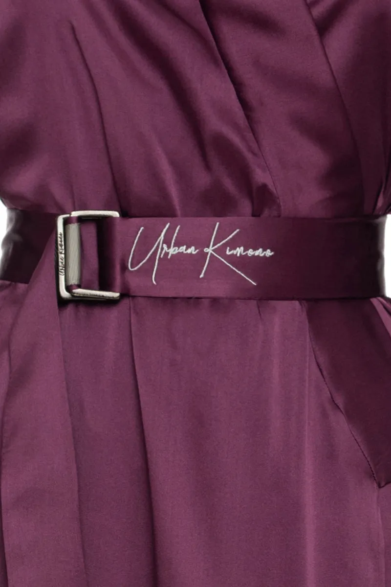Burgundy Pure Silk Dragon Urban Kimono