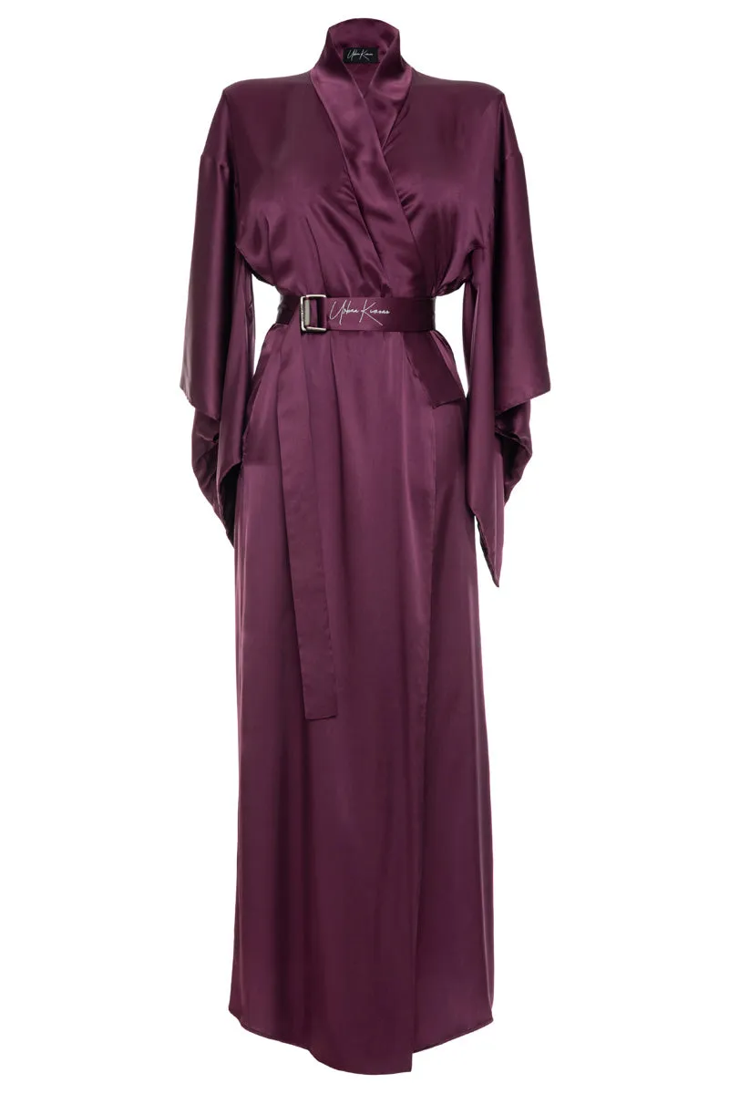 Burgundy Pure Silk Dragon Urban Kimono