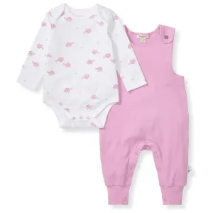 Burts Bees - Baby Girl Tortoise Jumpsuit & Bodysuit Set, Crocus