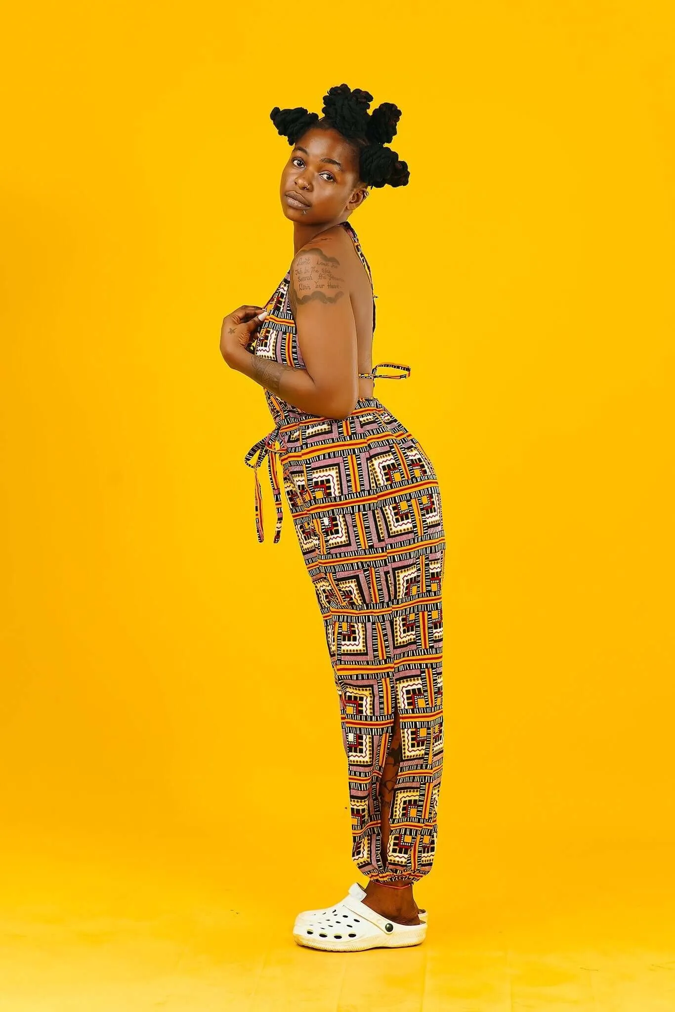 Busua Babe African Print Backless Jumpsuit