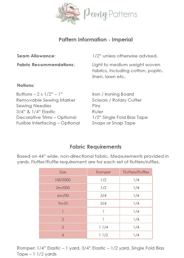 Buttercup Romper PDF Sewing Pattern