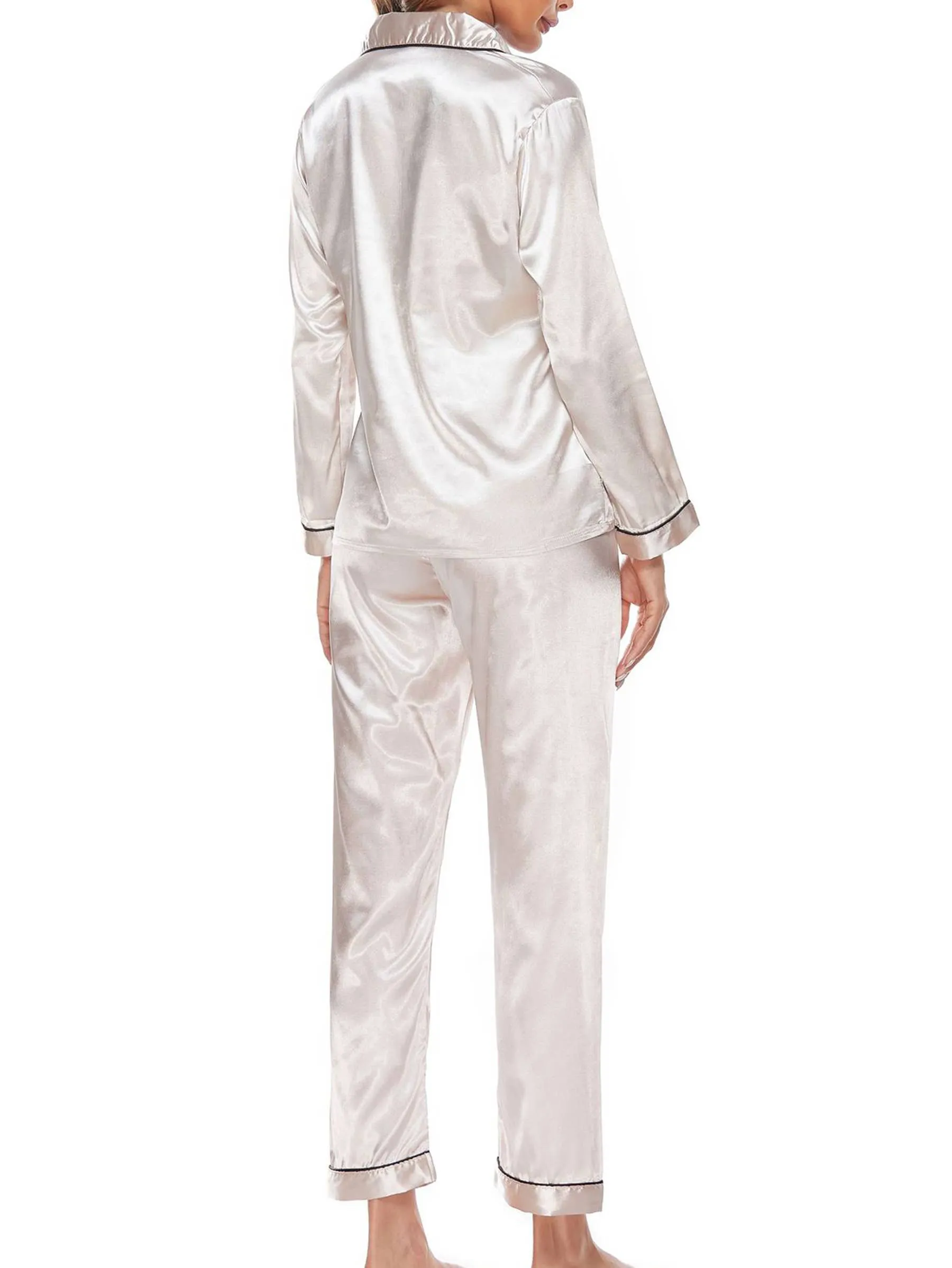 Button Up Pajamas for Women Long Sleeve Soft Set: M / Champagne