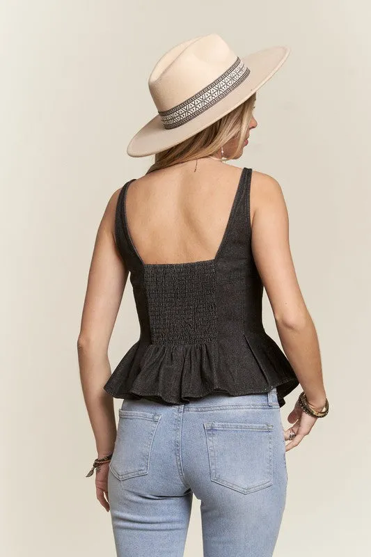 Camilla Denim Peplum Blouse (2 Colors!) FINAL SALE