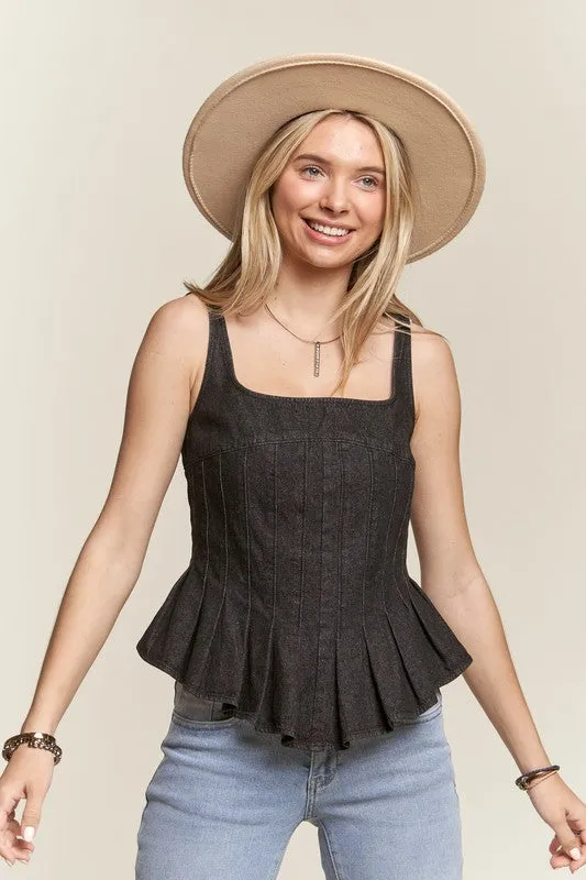 Camilla Denim Peplum Blouse (2 Colors!) FINAL SALE