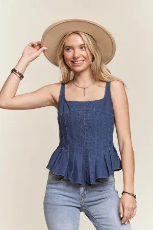 Camilla Denim Peplum Blouse (2 Colors!) FINAL SALE