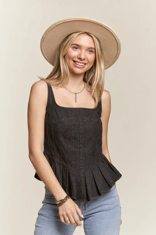 Camilla Denim Peplum Blouse (2 Colors!) FINAL SALE