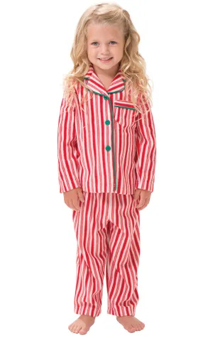 Candy Cane Fleece Button-Front Toddler Pajamas