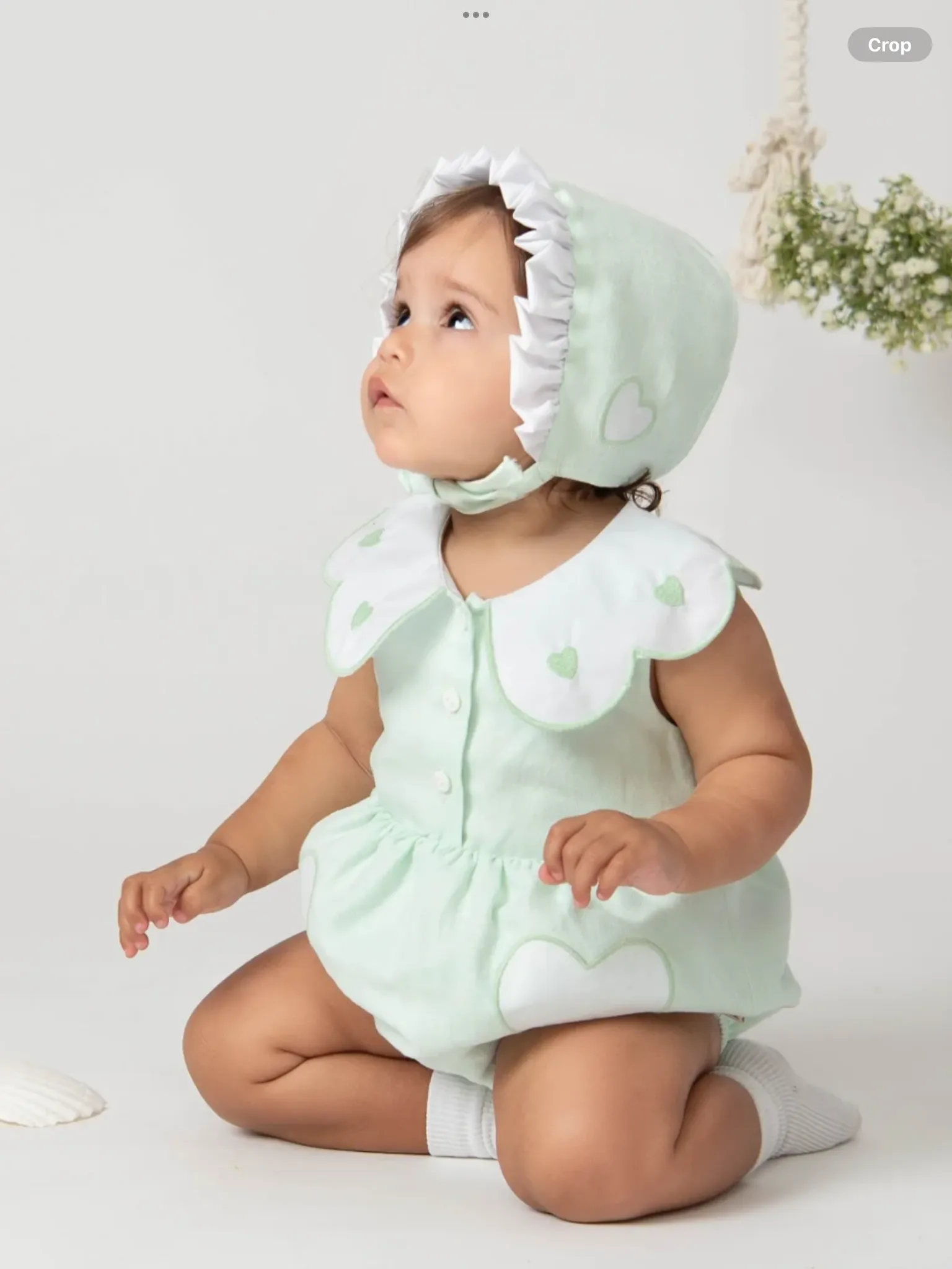 Caramelo kids linen romper and bonnet summer 24 02242144