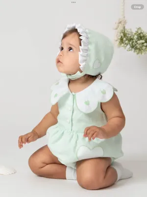 Caramelo kids linen romper and bonnet summer 24 02242144