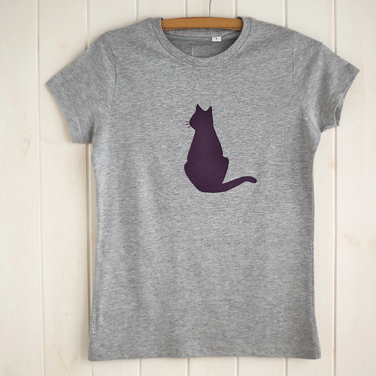 Cat Applique T-shirt - womens fit - Grey