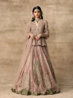 Champagne Peplum Lehenga Set
