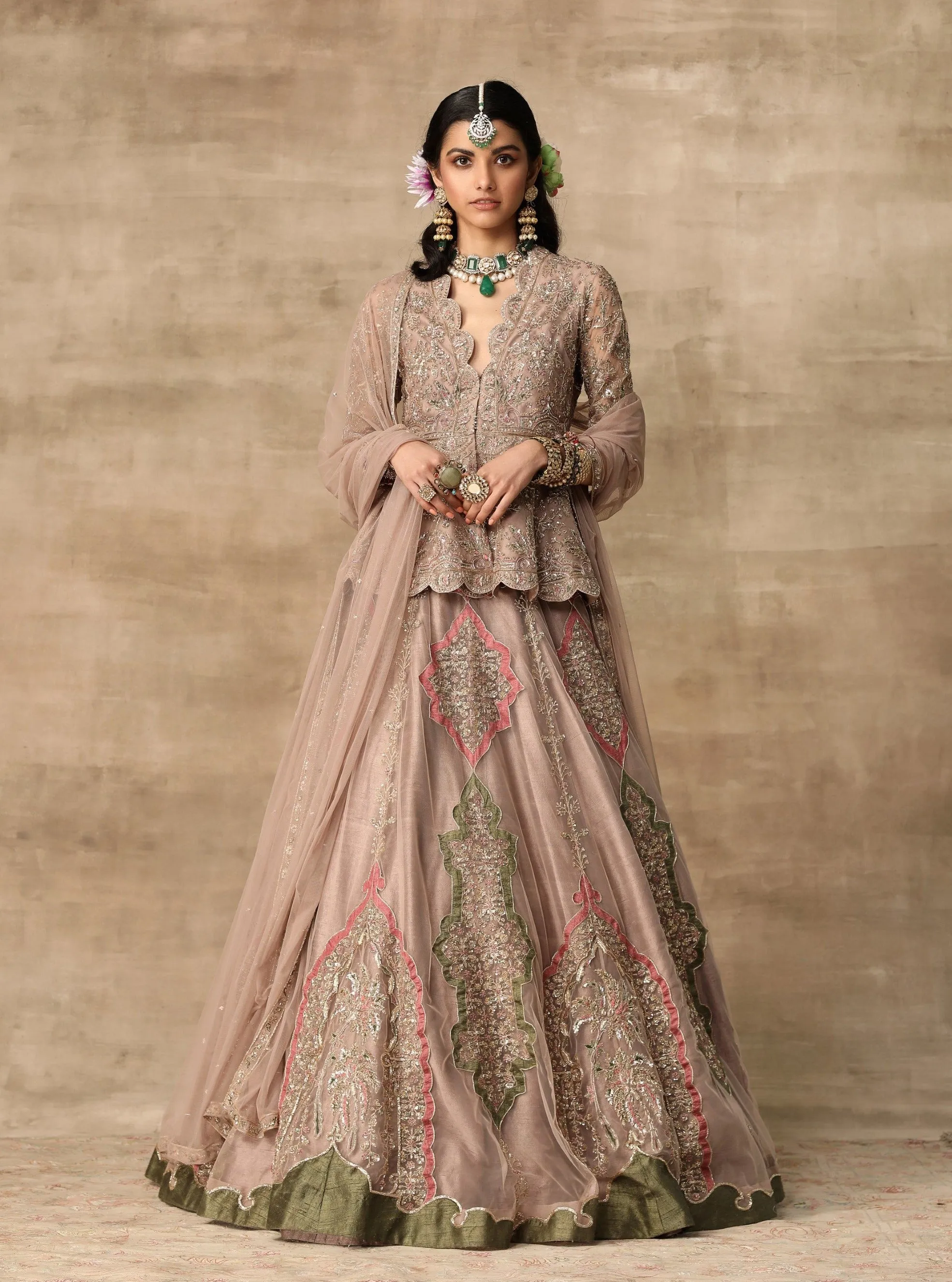 Champagne Peplum Lehenga Set
