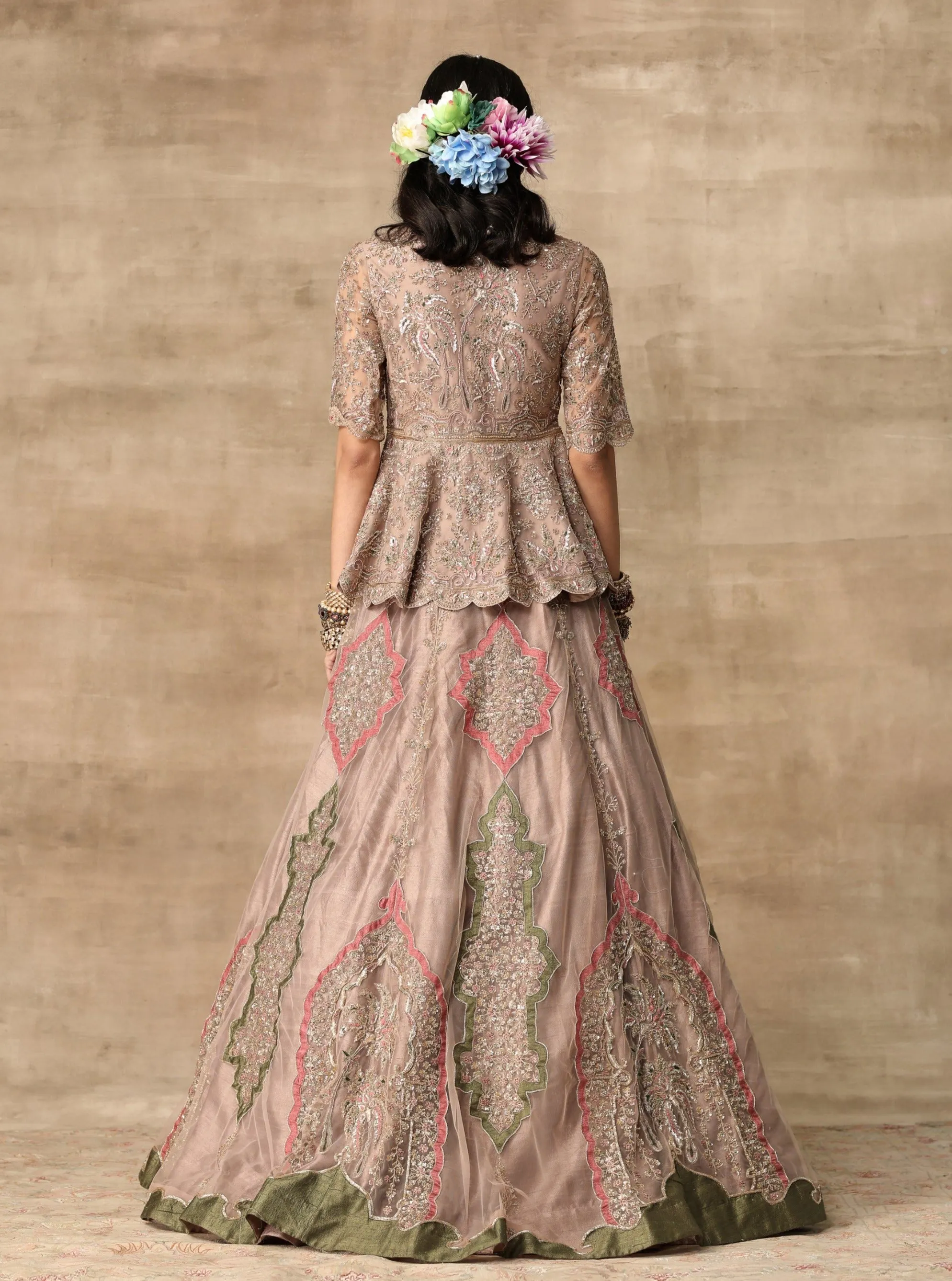 Champagne Peplum Lehenga Set