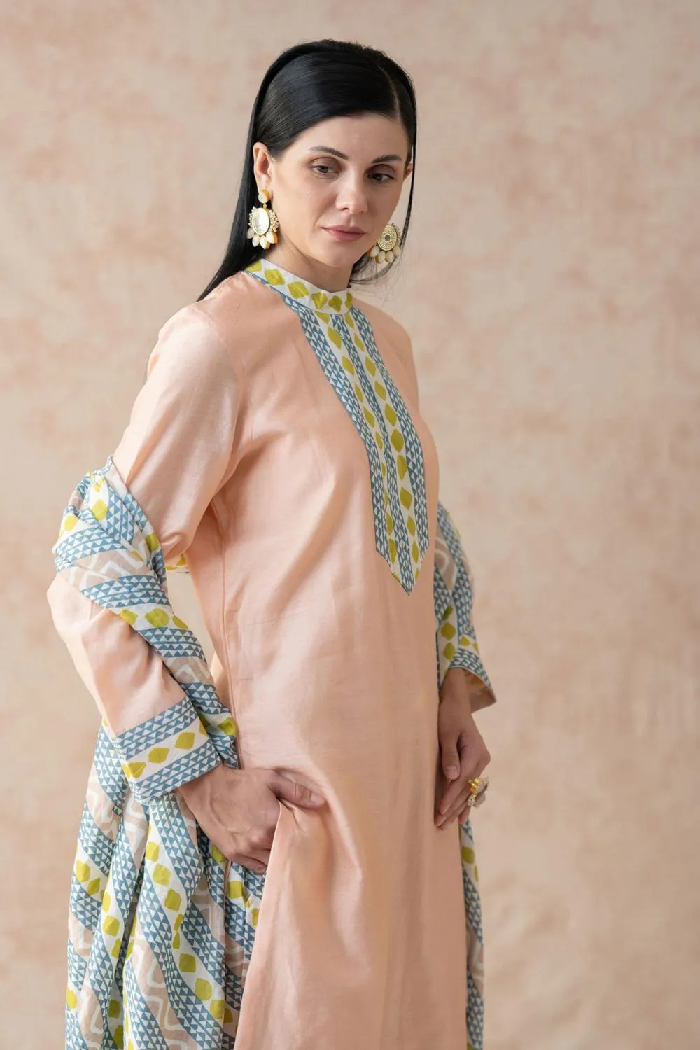Chanderi Silk Kurta, Palazzo And Dupatta