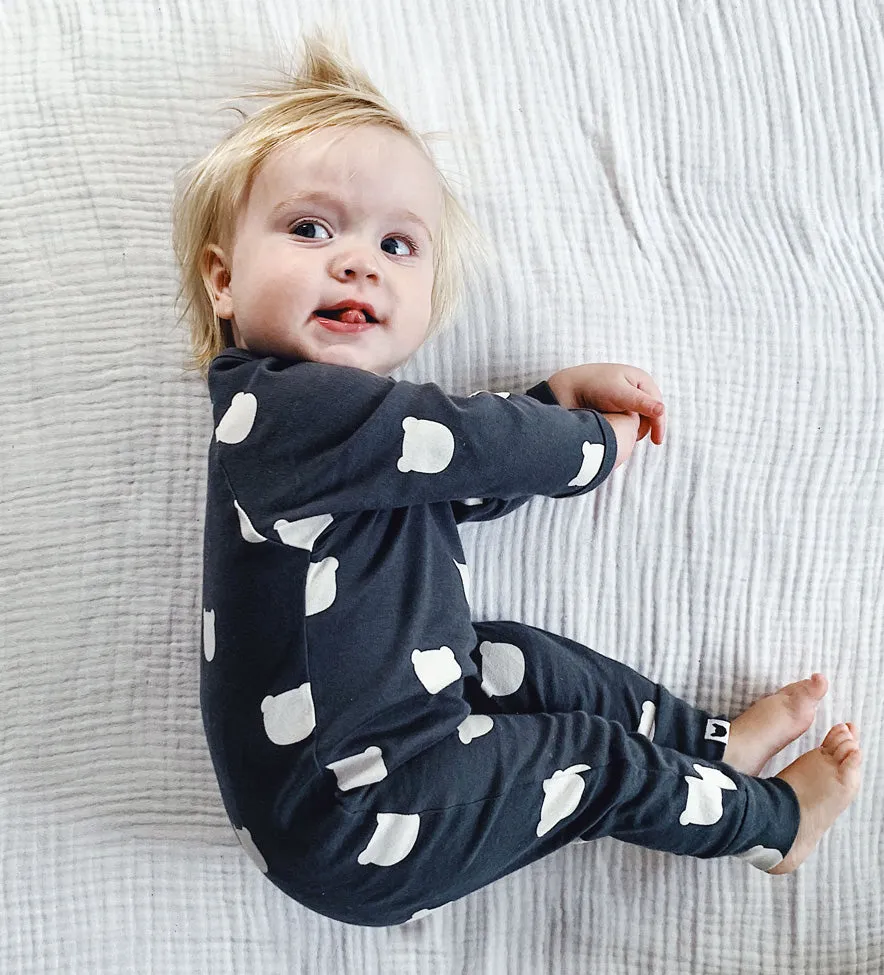Charcoal Bear Romper