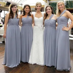 Cheap Simple Formal Chiffon One Shoulder Floor-Length A Line Maxi Bridesmaid Dresses, WG136