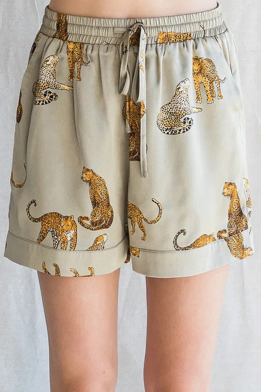 Cheetah Print Satin Lounge Set