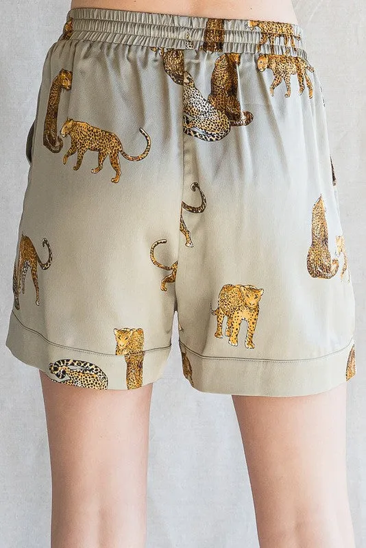 Cheetah Print Satin Lounge Set