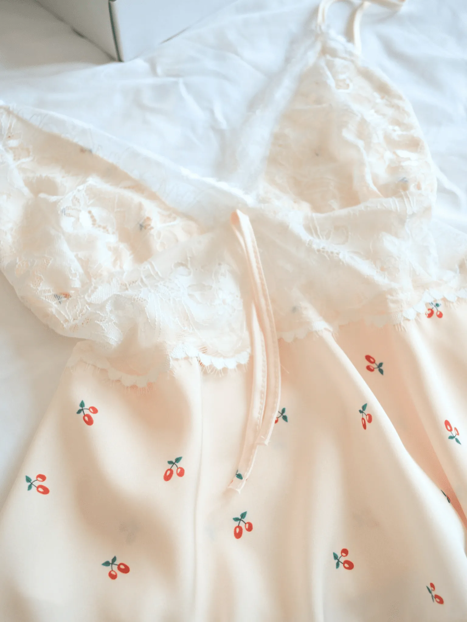 Cherry Satin Cami Short Pajamas Set